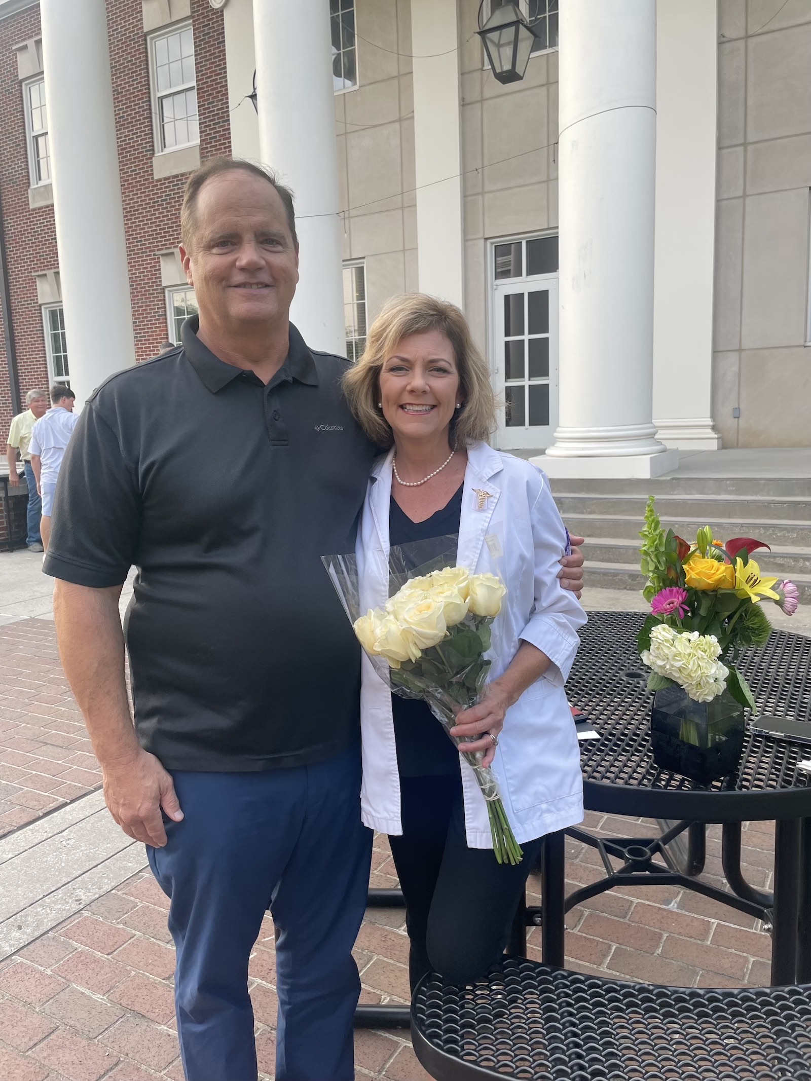 Cindy Hollander with her husband, Steve, following graduation from Tech’s Whitson-Hester School of Nursing.