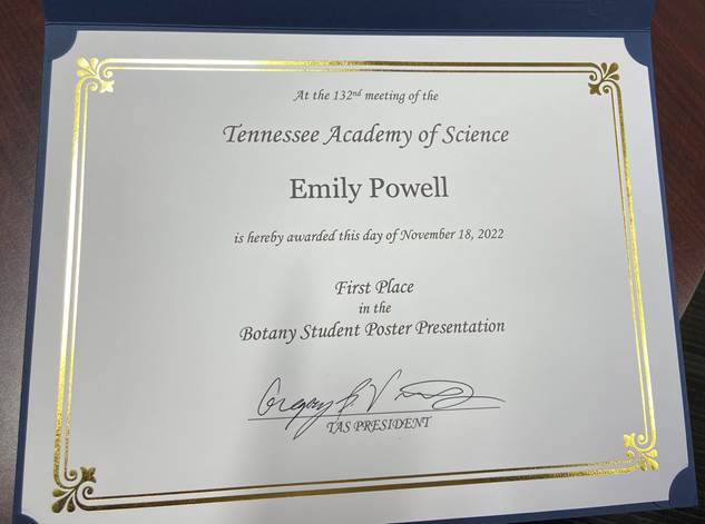 Emily Powell's award