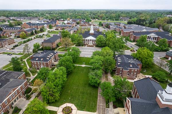 Aerial view of Tennessee Tech University's quadrangle