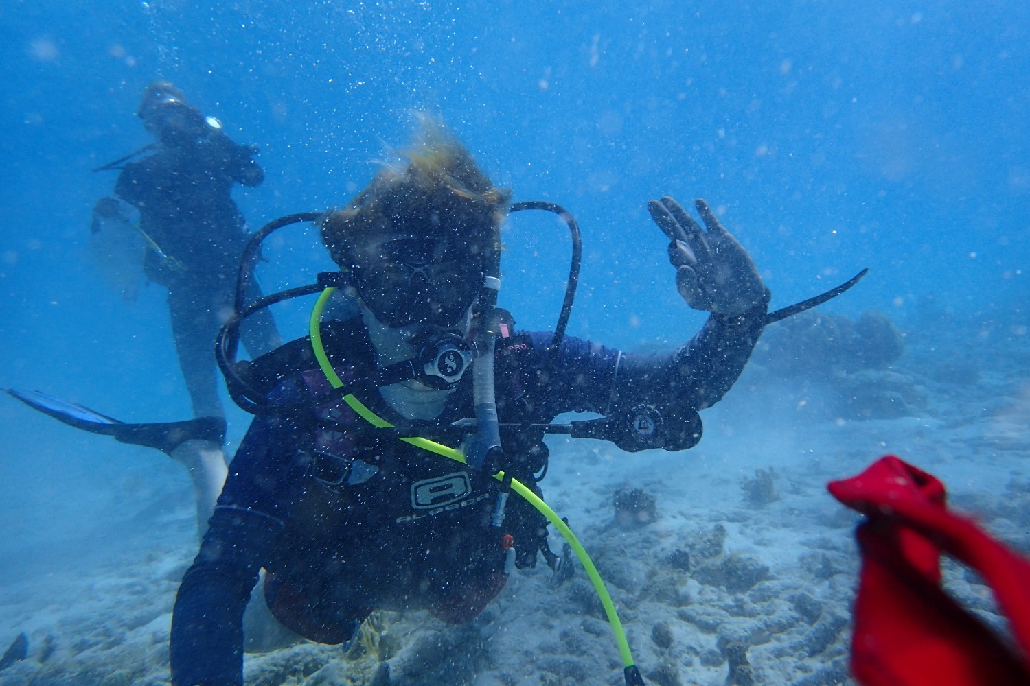 Dr. Hurt wearing snorkeling equipment in waters off Curacao