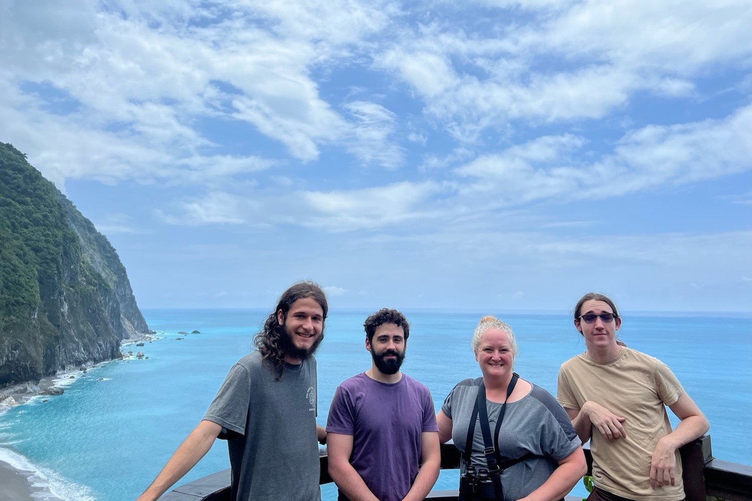 Dr. Mary Kidd and students posing off coast of Taiwan