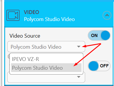 Choose Polycom Studio Video under Video Source