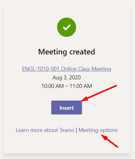 Insert the Meeting Link