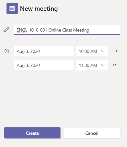 Create the MS Teams Meeting link