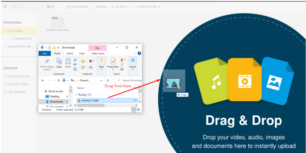 Drag and drop files from your computer