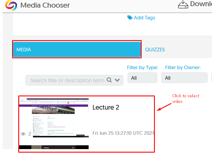Step 4 for re-linking videos in iLearn 