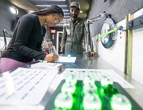 Students working in the lab.