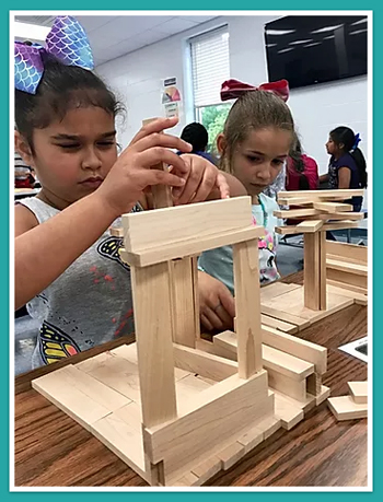 Girls building structure.