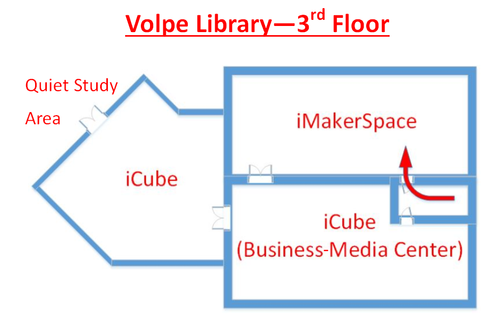 map showing the floorplan of iMakerSpace