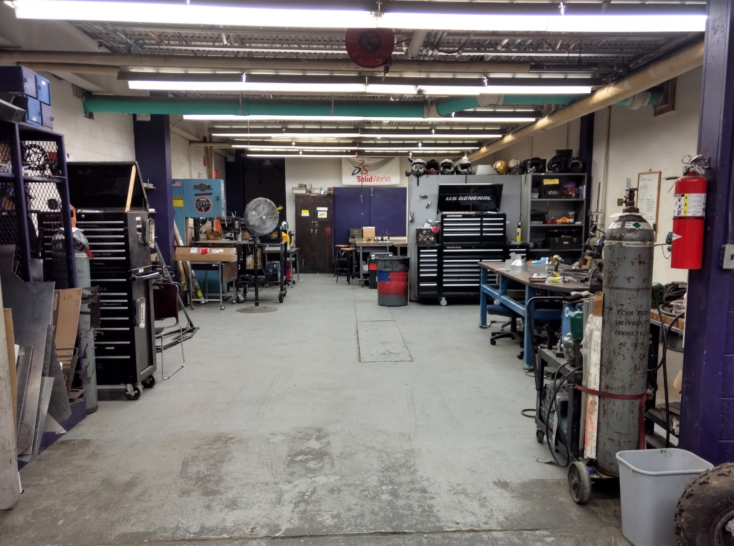 View walking into the Baja SAE Design Lab with all the tools in the room