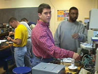 Students working in the electricity and electronics lab