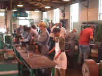 Students working in metal casting lab