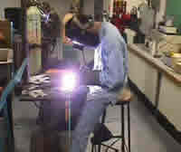 Student working in welding lab