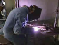 Student working in welding lab