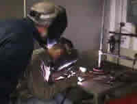 Students working in welding lab