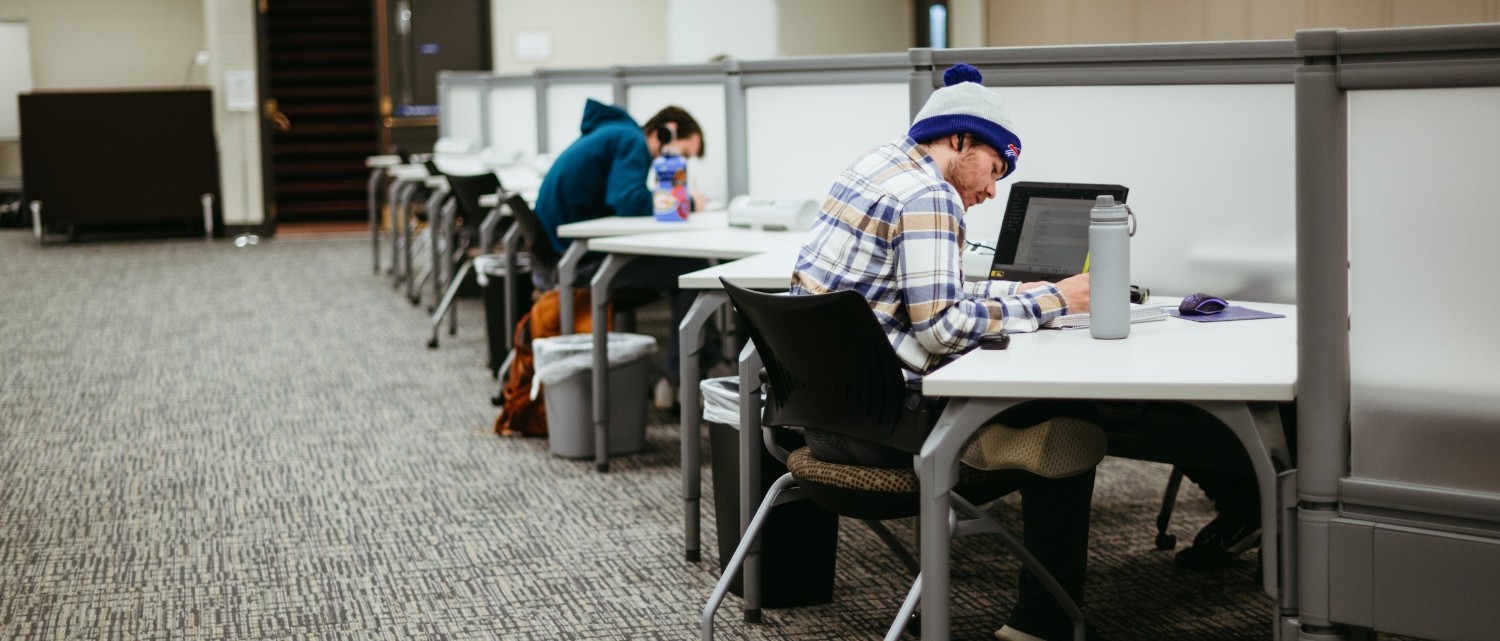 students studying in library
