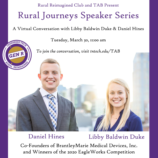 Rural Journeys Speaker Series - March 30, 11 a.m. Join at tntech.edu/tab