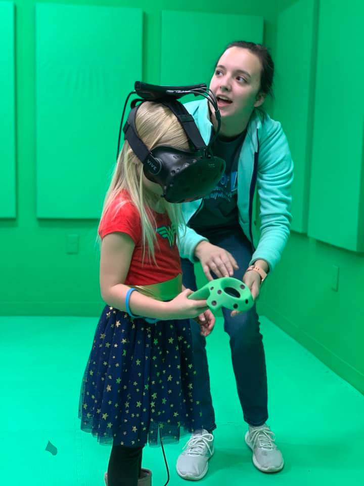 girl learning VR