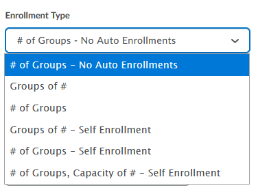 Types of group enrollments to select