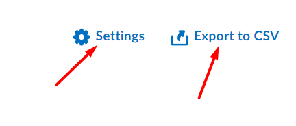 settings and export options