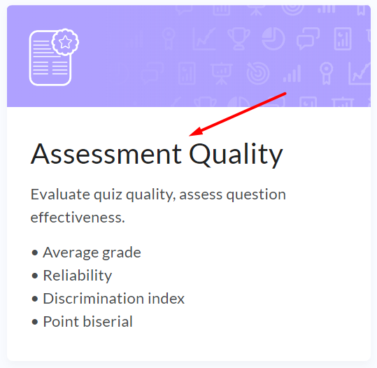 select the assessment quality dashboard tile