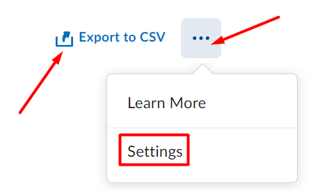 export and settings options