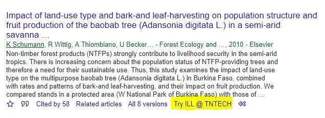 Image of ILL link in Google Scholar