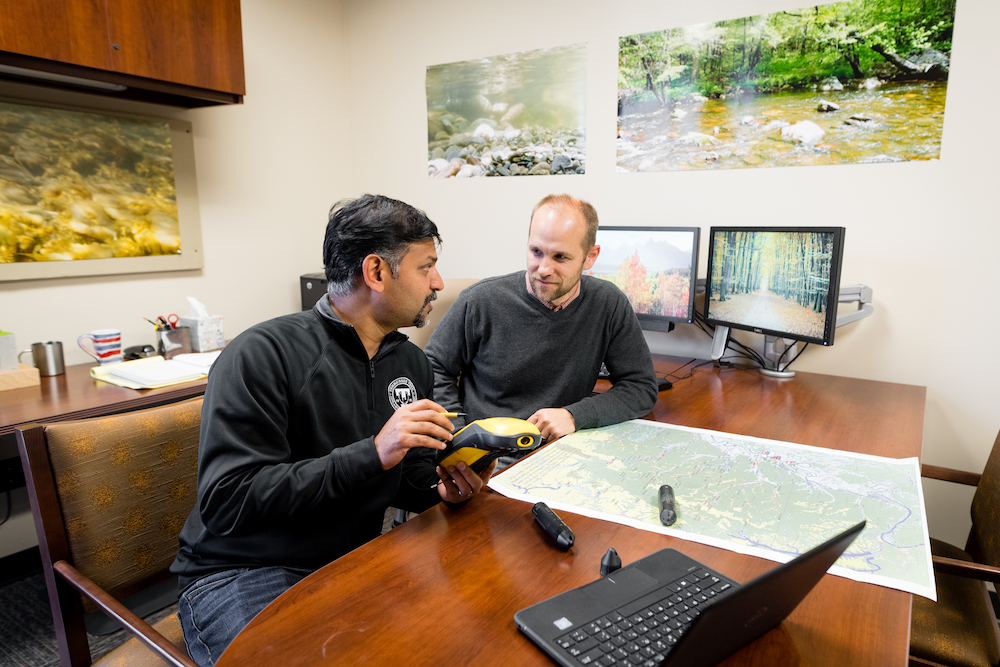  Justin Murdock (right) and Alfred Kalyanapu will lead Tech’s team evaluating wetlands enrolled in the USDA Wetlands Reserve Program. 