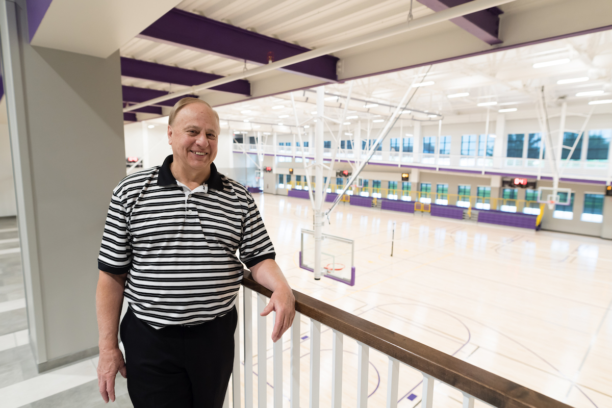 Tennessee Tech director of recreation David Mullinax looks over the massive new gymnasium in the new Marc L. Burnett Fitness and Recreation Center. The new 157,000 square foot, state-of-the-art facility is now open to students, faculty, staff, retired faculty and staff and Tech graduates.