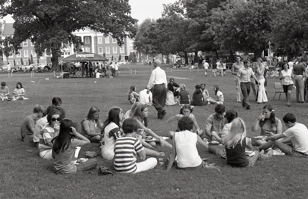 A picnic on the Main Quad in 1970
