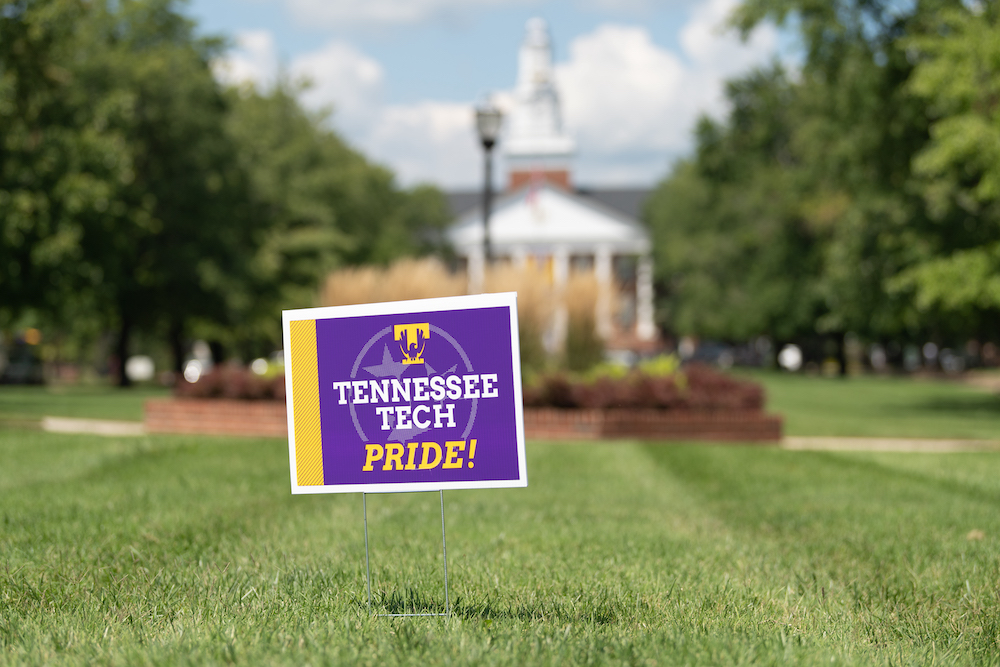 Tennessee Tech Pride Signs in front of Derryberry Hall