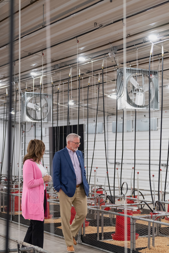 President Phil Oldham and First Lady Kari Oldham tour the new Poultry Science Research Center.
