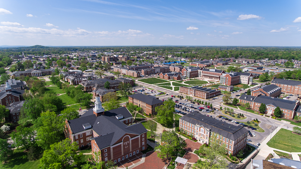 Aerial view of Tennessee Tech's campus.