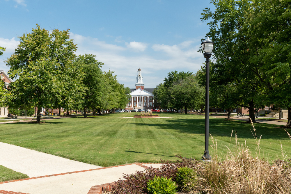 Tennessee Tech's quad with Derryberry Hall at the center. 