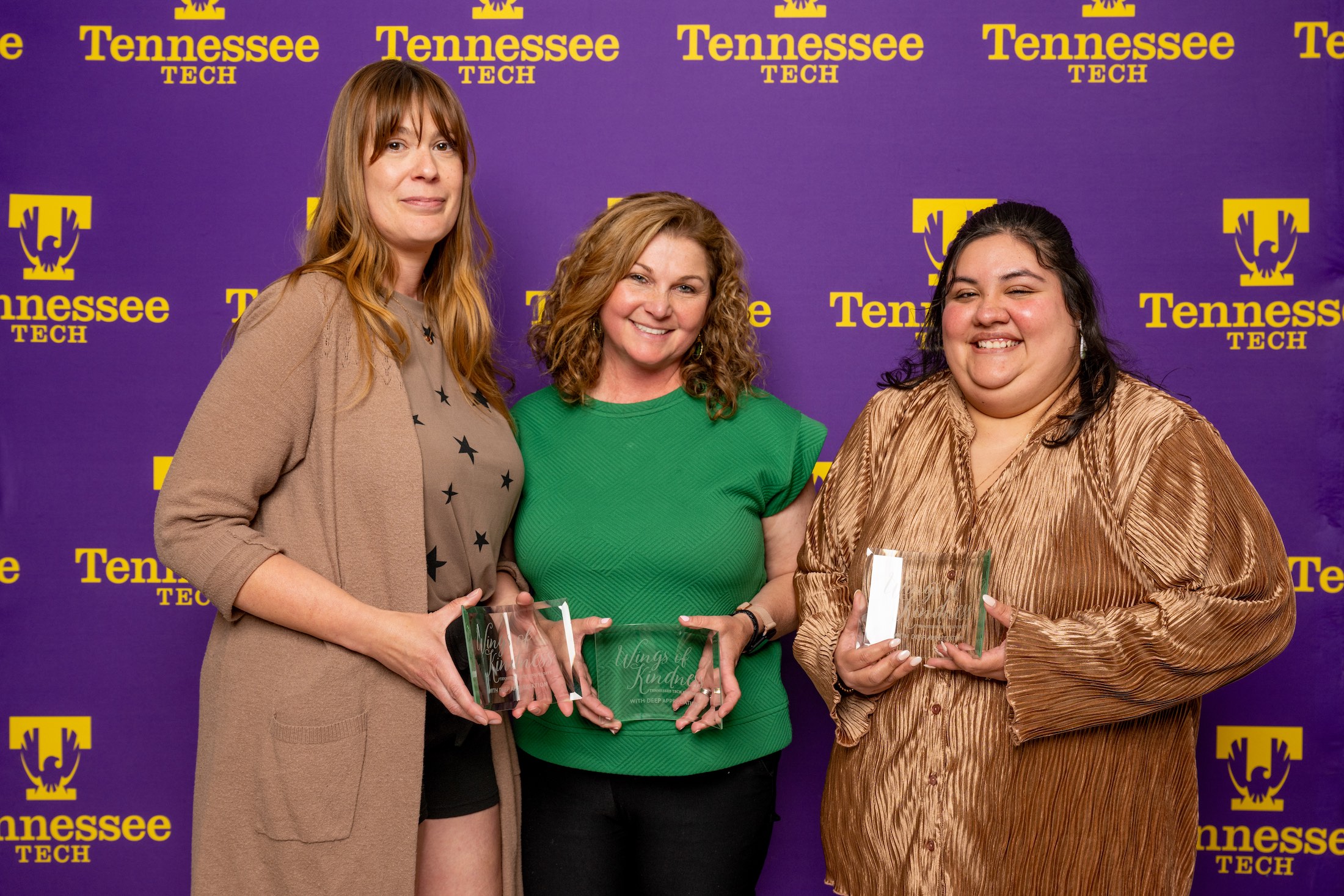Jessie Medley, Angie Smith and Jessica Vazquez were honored at Tennessee Tech's annual Celebration of Excellence with Wings of Kindness awards for their work in the university's Child Development Lab.