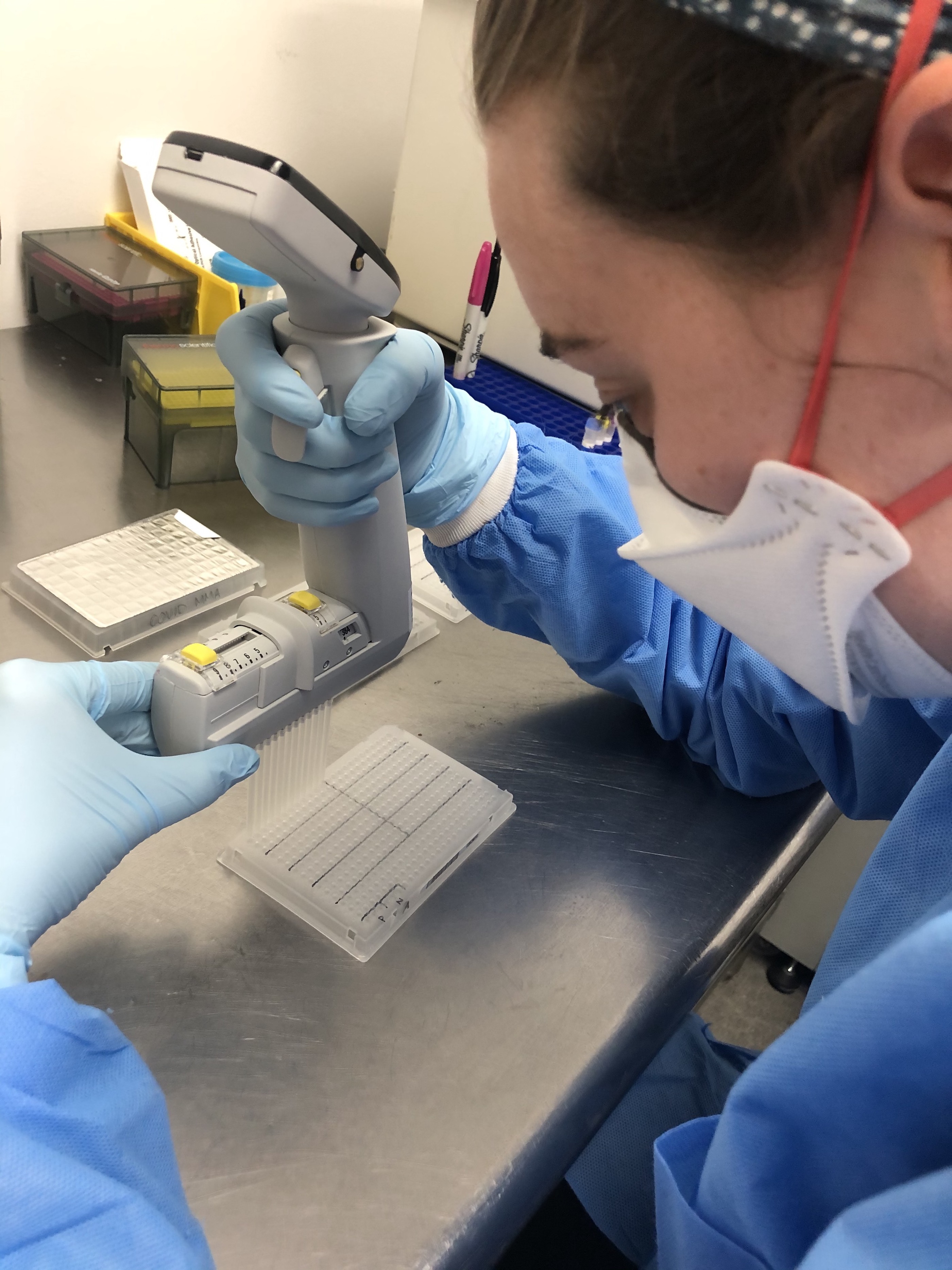Mikenah Rogers, a Tennessee Tech chemical engineering alumna, works in the lab developing a COVID-19 test at Integrity Laboratories in Knoxville.