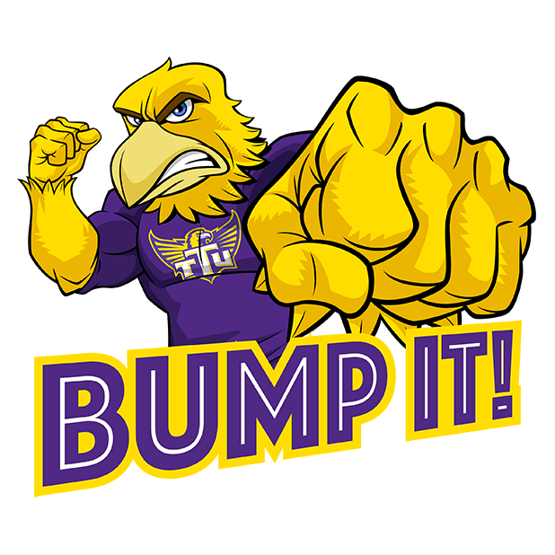 Awesome Eagle punching with text "bump it!"