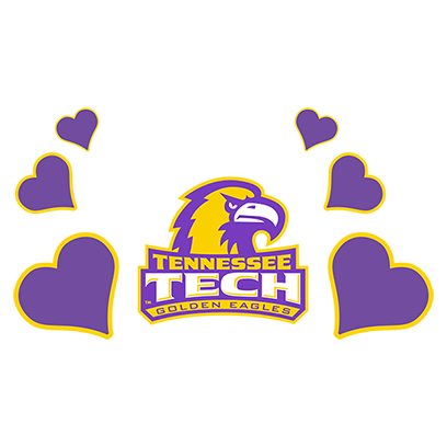 TN Tech Golden Eagles logo with hearts