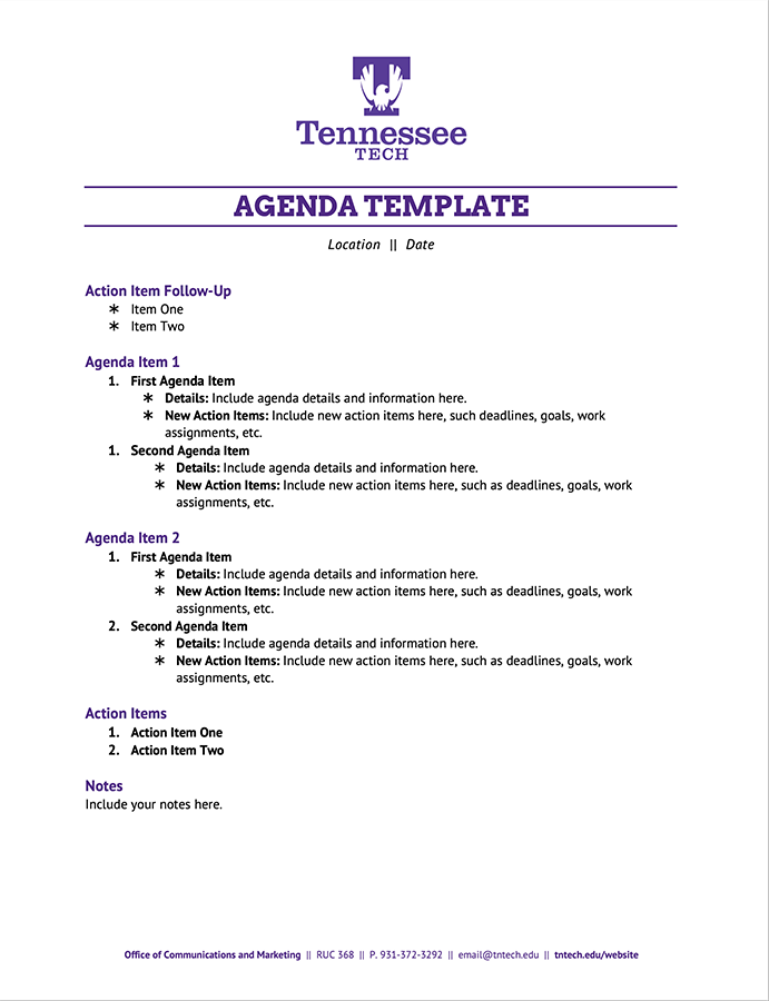 Meeting Agenda Template Preview