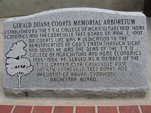 The Coorts arboretum plaque