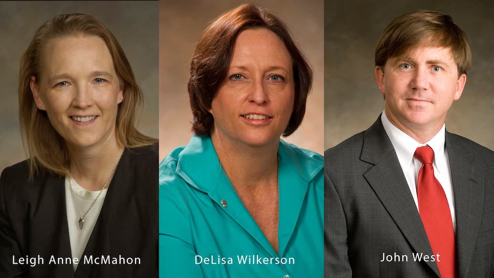 Portraits of Leigh Anne McMahon, DeLisa Wilkerson, and John West 
