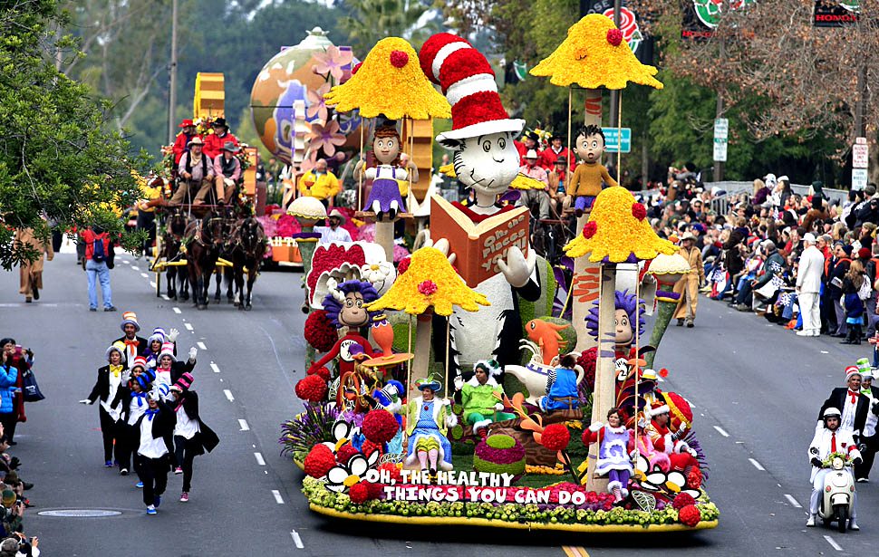 a Dr. Seuss float in the Rose Bowl Parade