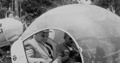 A photo of President Derryberry in a vehicle