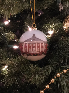 Christmas Tree bulb with painting of Derryberry Hall
