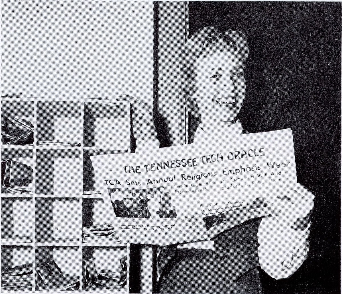 A photo of Betty Harward, managing editor of The Oracle in 1959