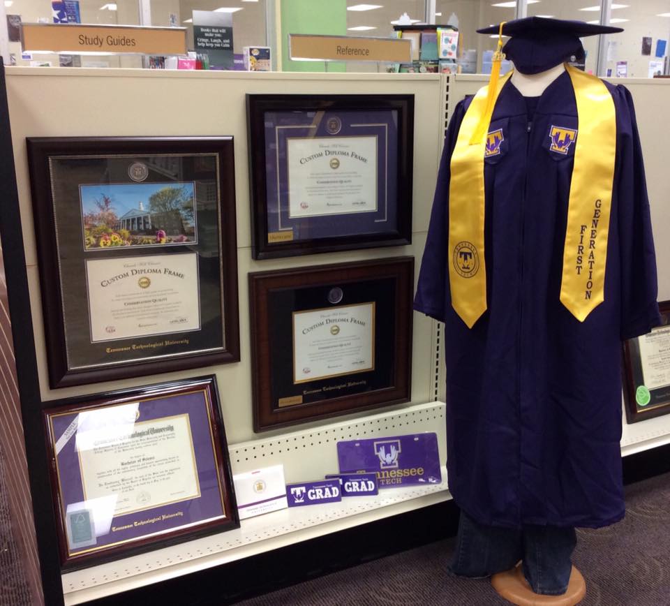 Tennessee Tech graduation regalia and diploma frames