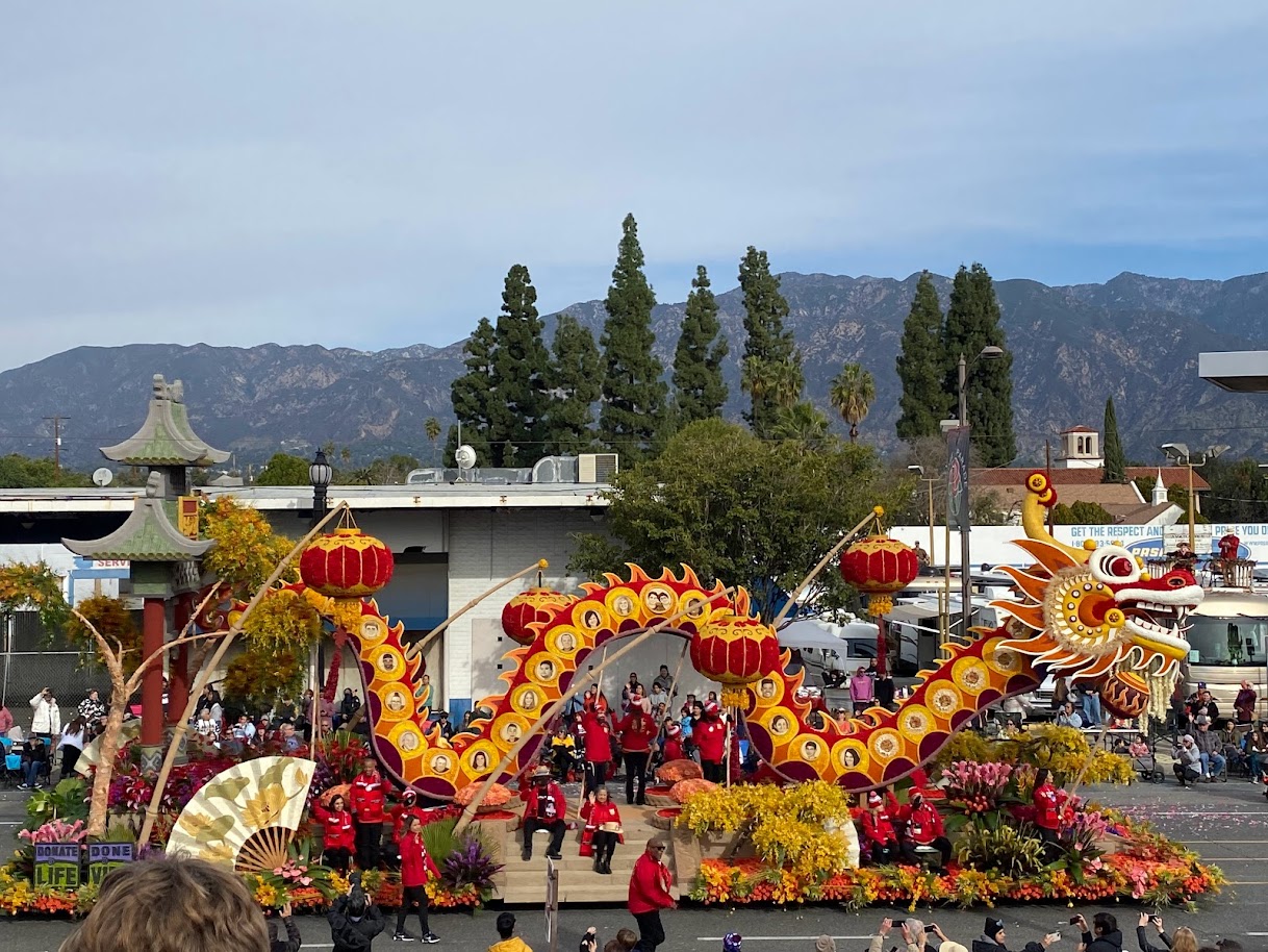 A Chinese dragon float