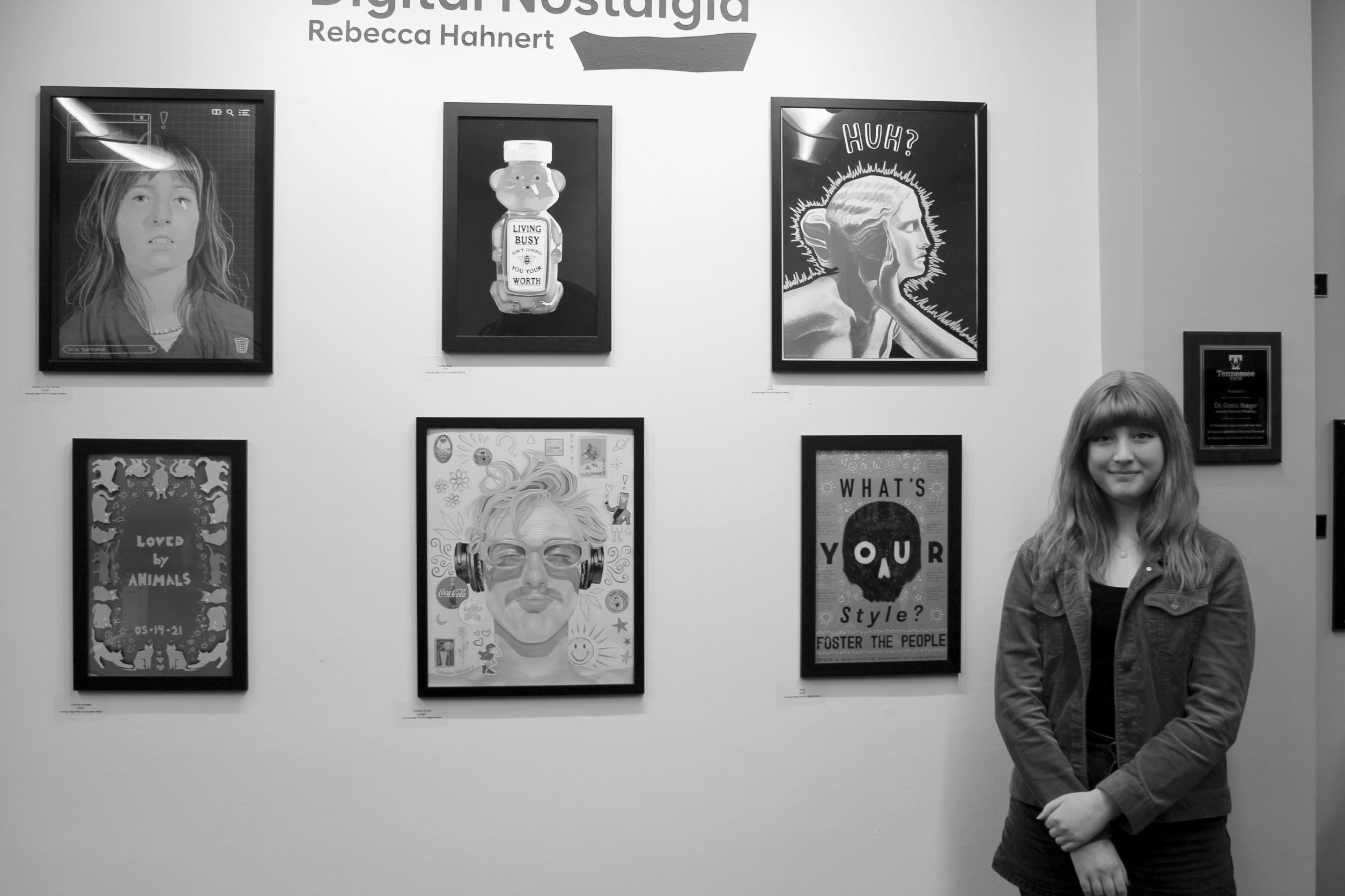 Rebecca with her art gallery in the WMC