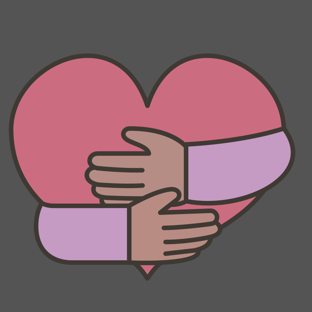 Symbolic image of two hands embracing a heart.